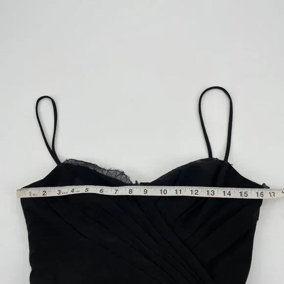 NWT Vera Wang Black Lace Trim Draped Whimsigoth Maxi Dress Womens Size 8 Classic - Picture 7 of 10